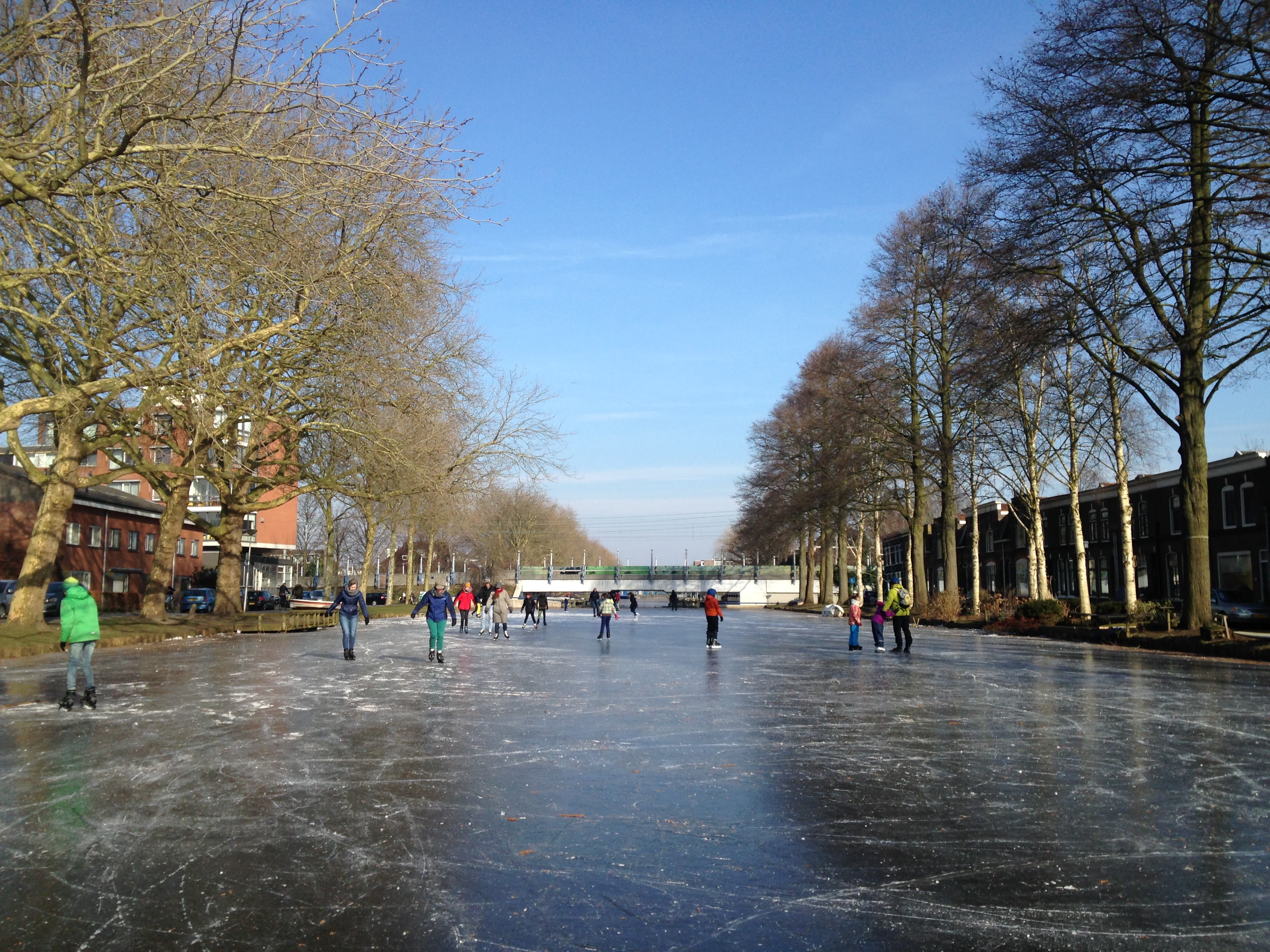 Schaatsen op de Breevaart in Gouda, 2 maart 2018. Foto: Christian Leroux