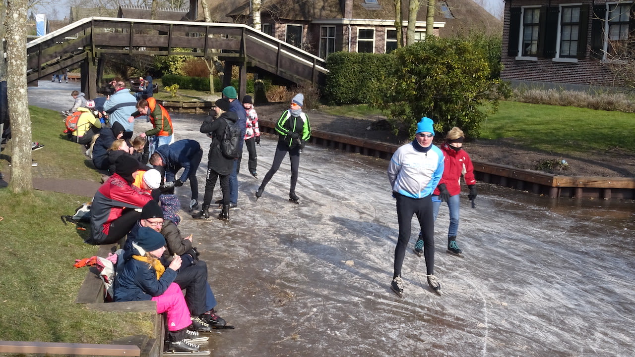 Schaatsen in Giethoorn in maart 2018. Foto: Albert Thibaudier