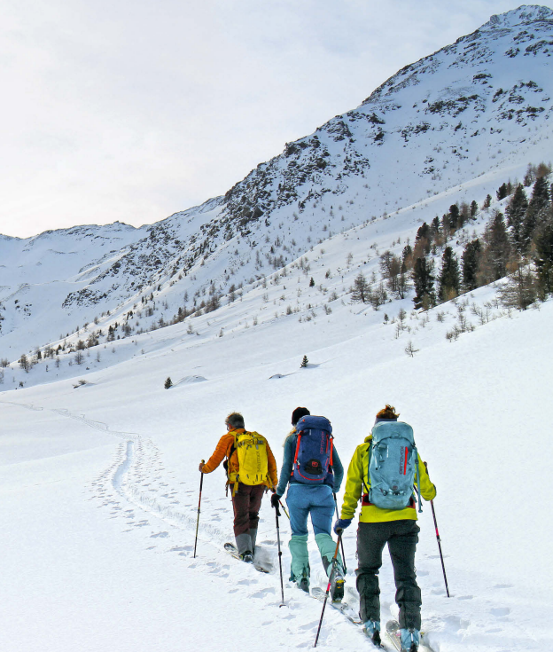 De Vinschgau vallei is bij uitstek geschikt voor avontuurlijke skitochten. Foto: Bruckmann