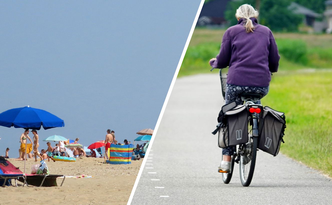 Zonnig strandweer of koel zomerweer. Foto: Anne-Marie van Iersel (links) en Ton Wesselius (rechts).