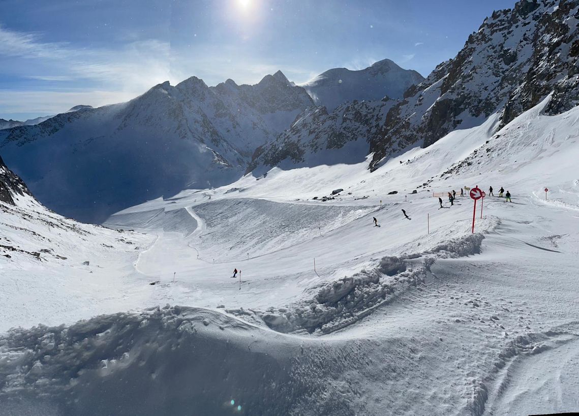 Schitterende condities op de Pitztaler gletsjer. Foto: Jaap van Bergen