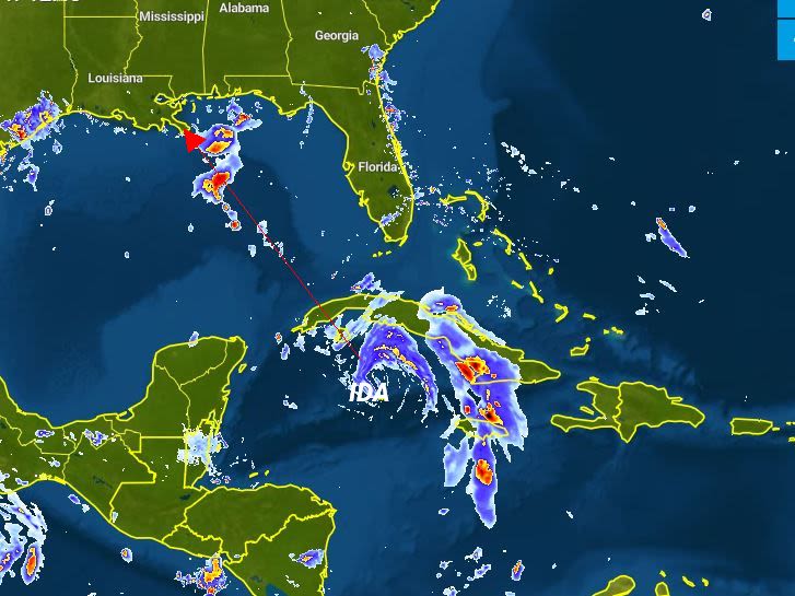 Vrijdagochtend: Tropische storm Ida zorgt voor veel regen in Cuba.