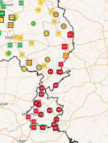 Alleen in Limburg liggen de wegdektemperaturen onder nul