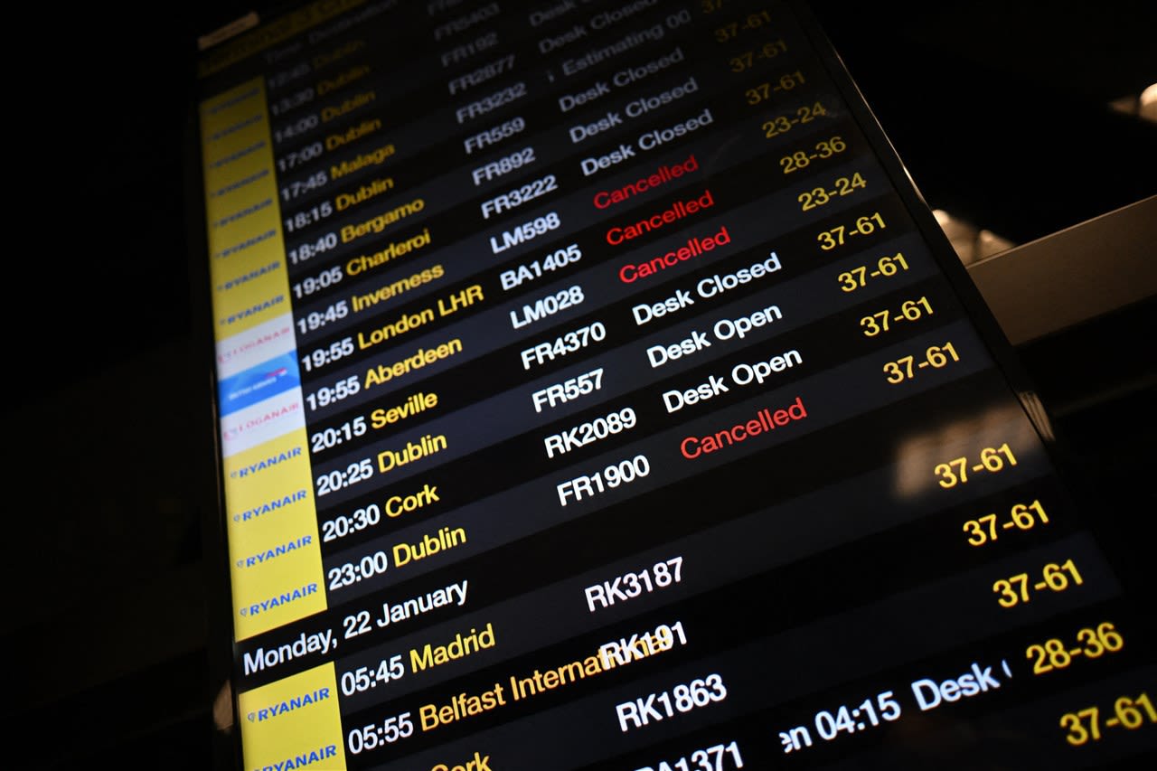 Veel vluchten in het Verenigd Koninkrijk werden geannuleerd. Foto: ANP / AFP / Paul Ellis