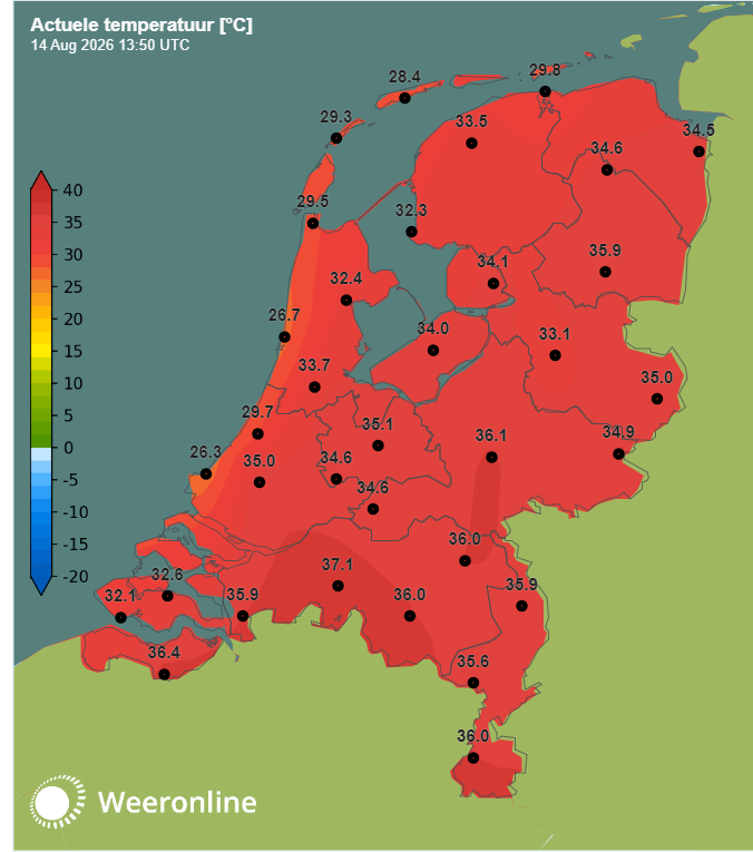 Temperatuurkaart 15:50 14-08-2026