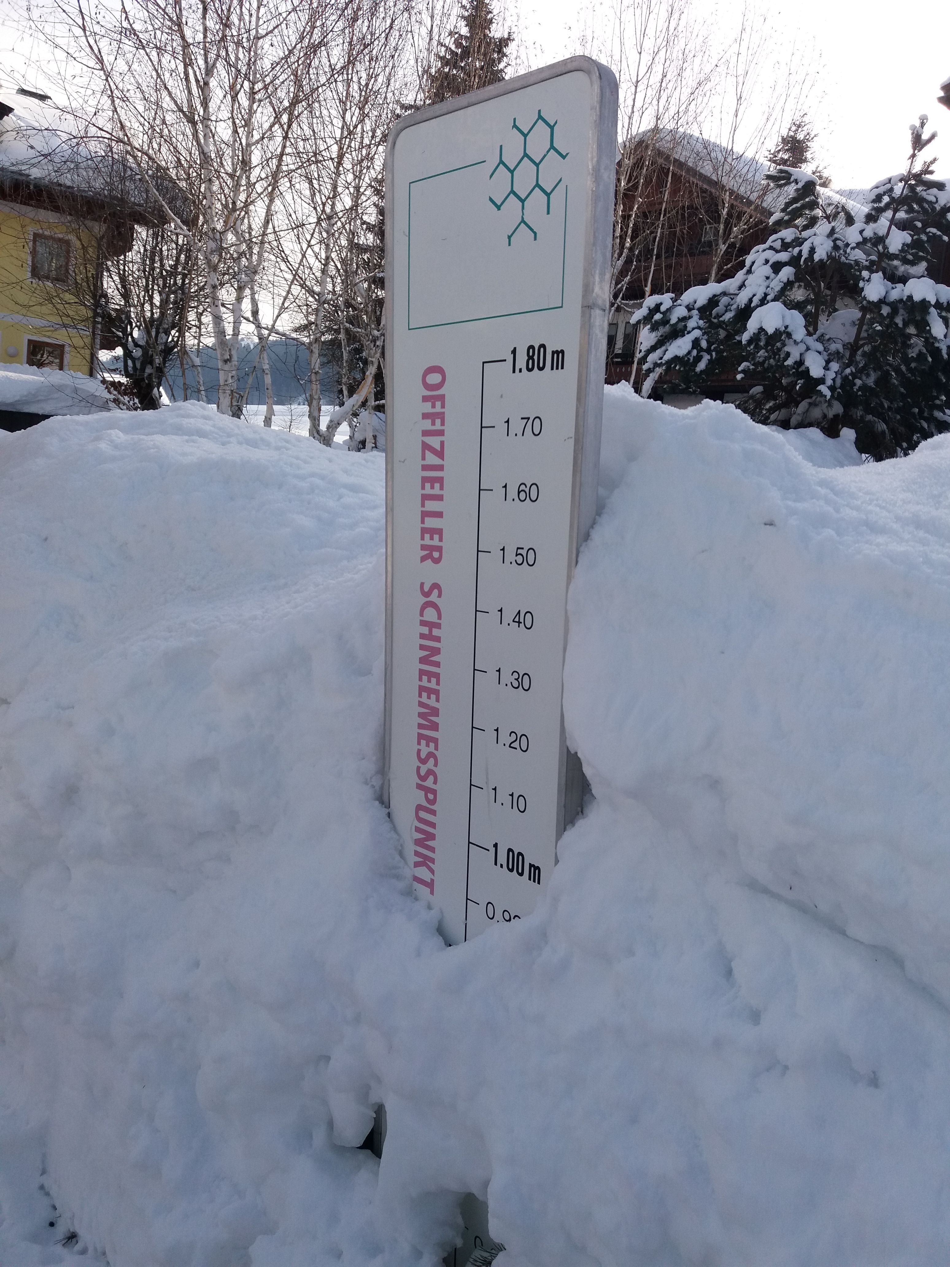 Een sneeuwmeter in Ellmau. Foto: Maarten Minkman.