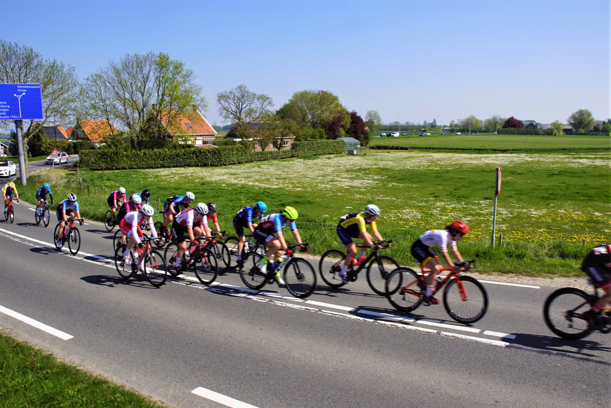 Een groep wielrenners in het voorjaar. Foto: Piet Grim