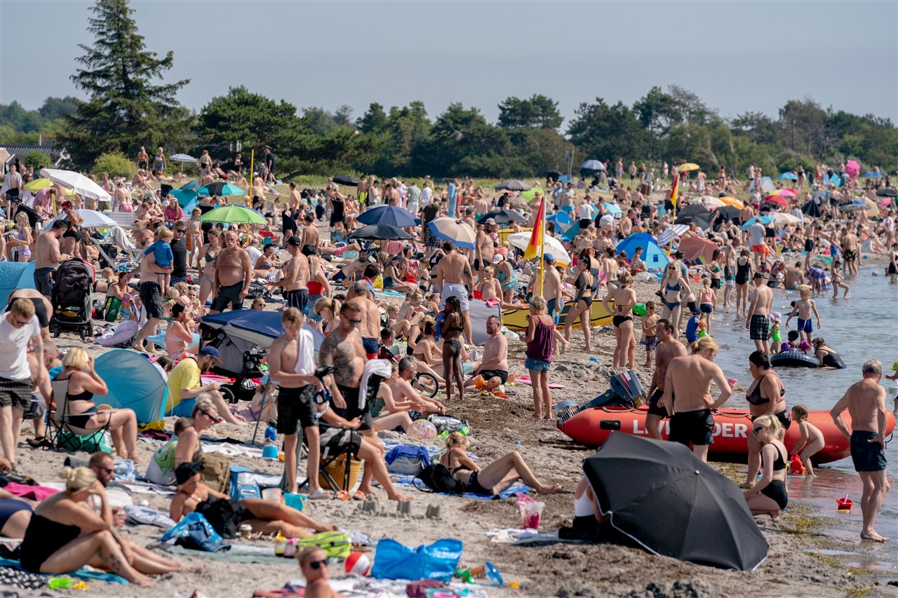 Hoogzomer op de stranden in Denemarken. Foto: ANP EPA/Ida Marie Odgaard
