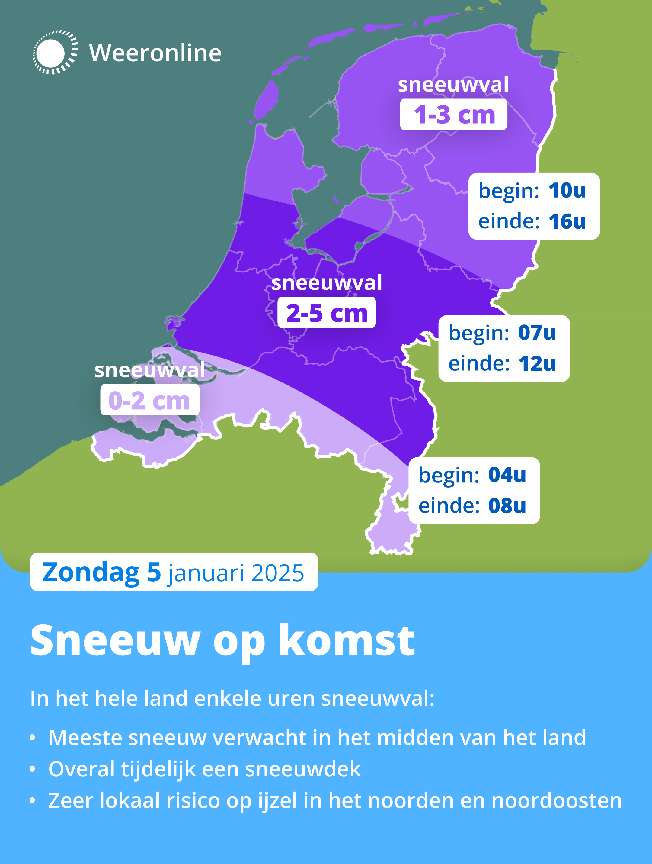 Sneeuw op komst 5 januari 2025