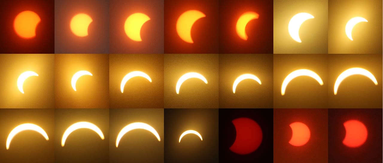 Het verloop van de zonsverduistering op 12 augustus. Foto: Gieny Westra