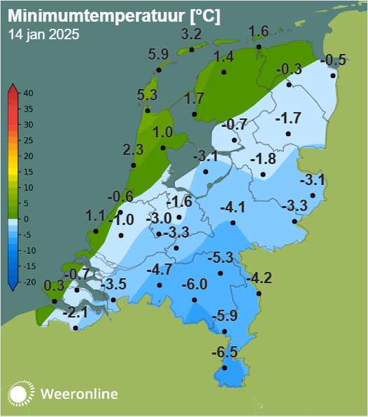 De minima van afgelopen nacht