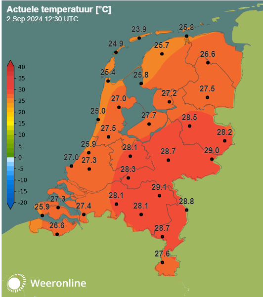 Temperatuur om 14:30 op 2 september 2024.