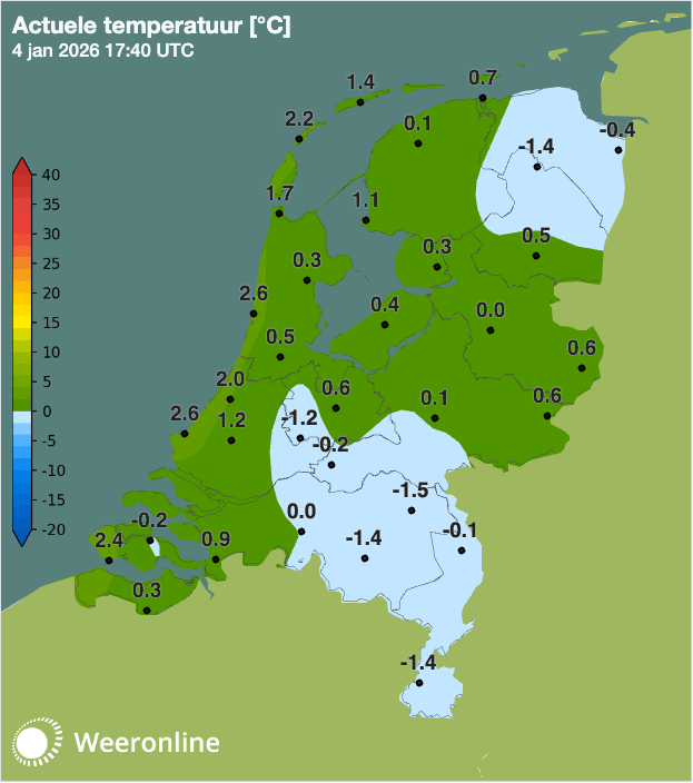Temperatuur om 17:40 UTC
