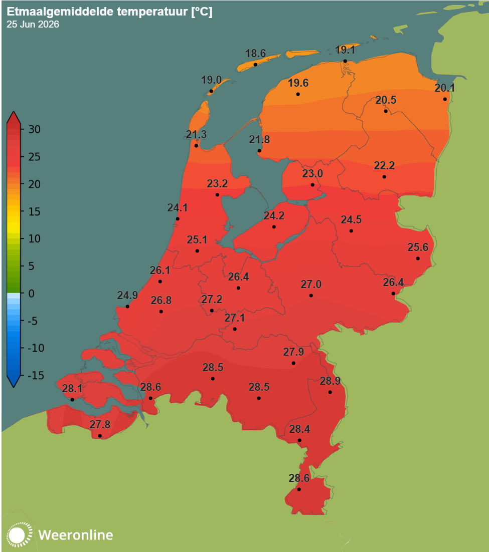 Minimumtemperatuur 25-6-2026
