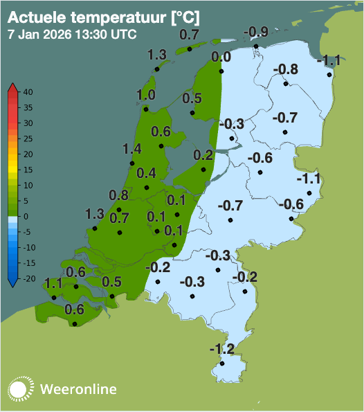 Temperatuur op 7 januari om 14:30 uur.