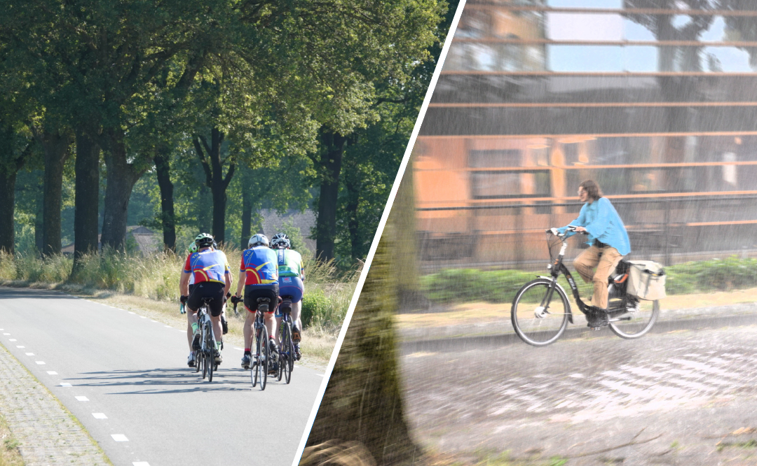 Een zonnige en een natte dag. Foto: Willem van Nunen (links) en Gerard van Vugt (rechts).