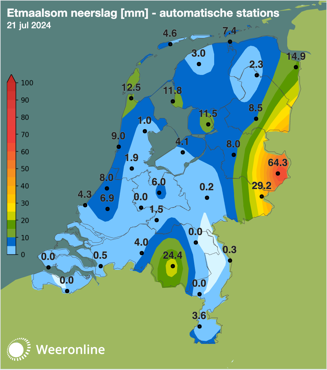 Regionaal viel veel regen!