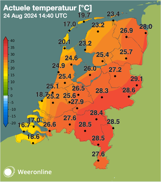 Grote temperatuurverschillen. Na de eerste buien koelt het fors af. 