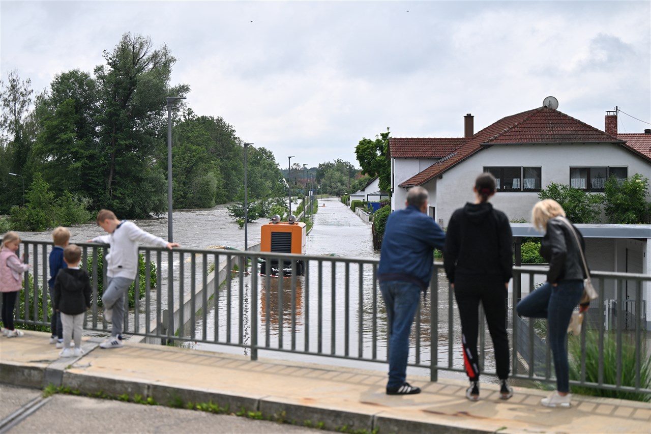 Overstromingen in het zuiden van Duitsland. Foto: ANP/AFP/Lukas Barth