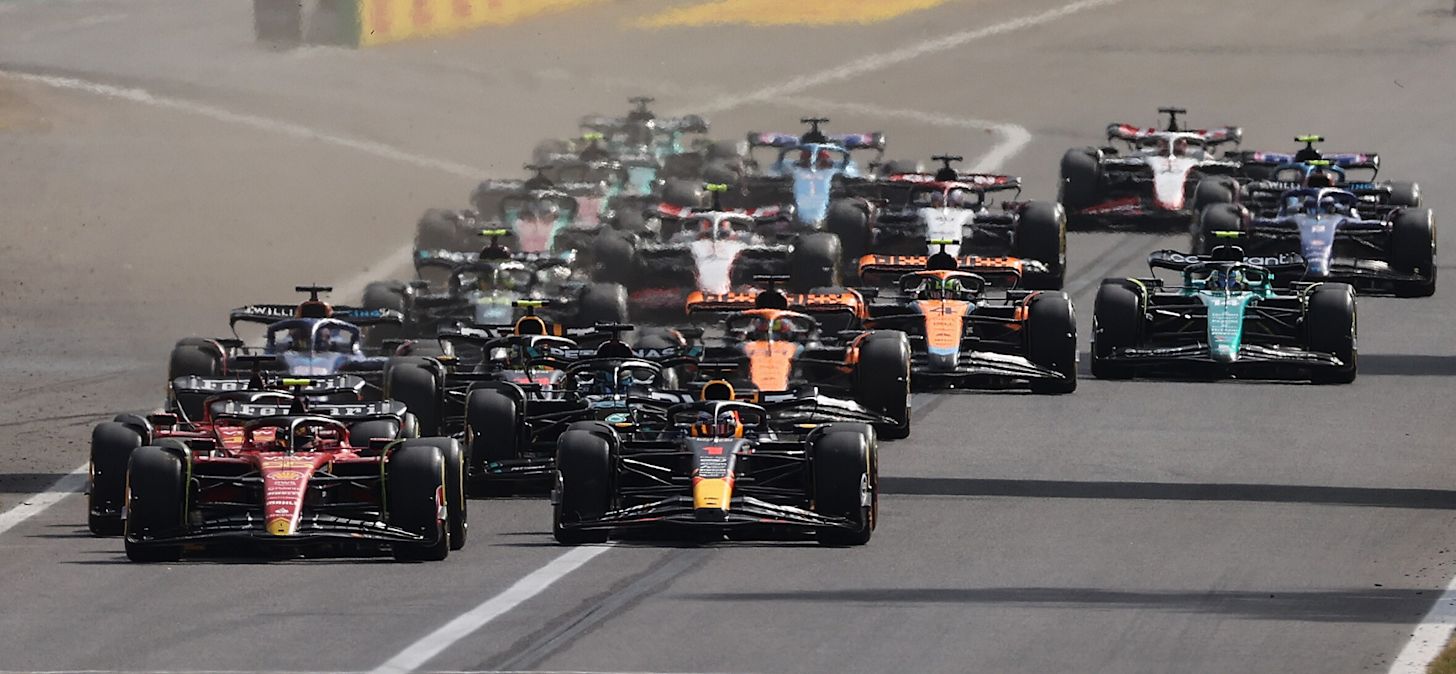 De start van de F1 race op het circuit van Monza, 2023. Foto: Redbullcontentpool/Pierse/Getty Images