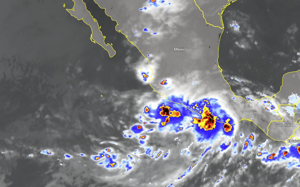 Orkaan John voor de kust van Mexico, 24 september 2024. Bron: I'm Weather