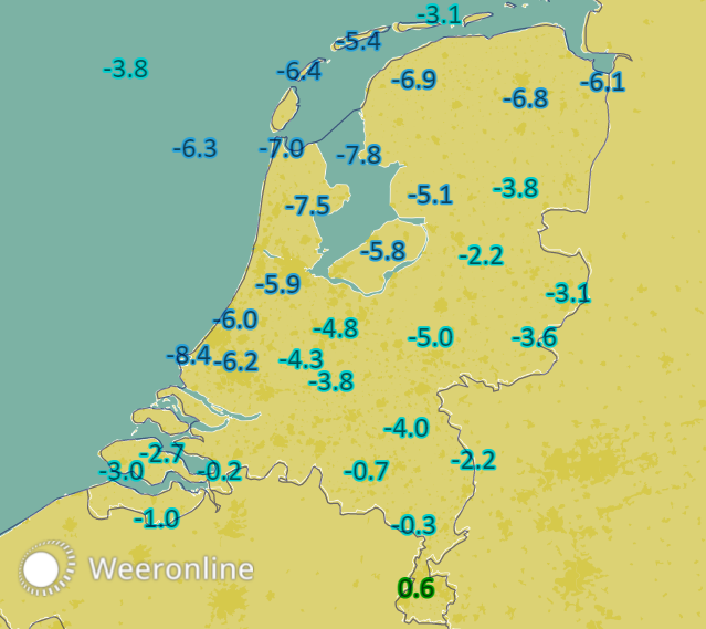 Lage gevoelstemperatuur op de laatste dag van maart