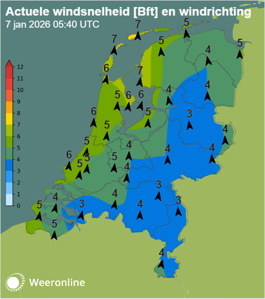 Matige tot harde zuidenwind