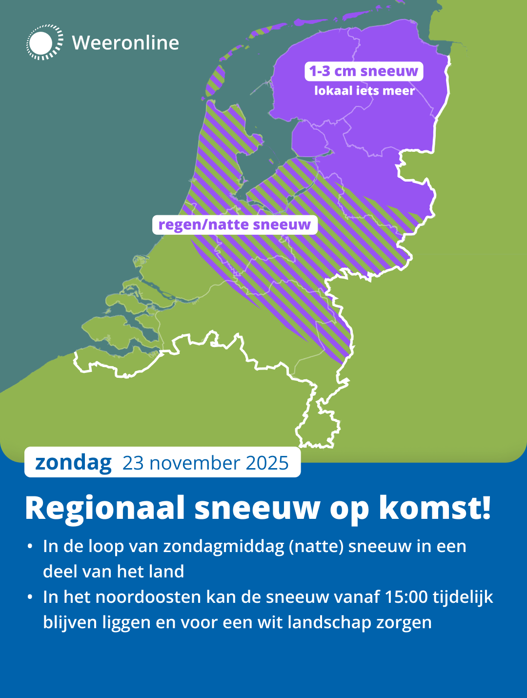 Sneeuwverwachting voor zondag.