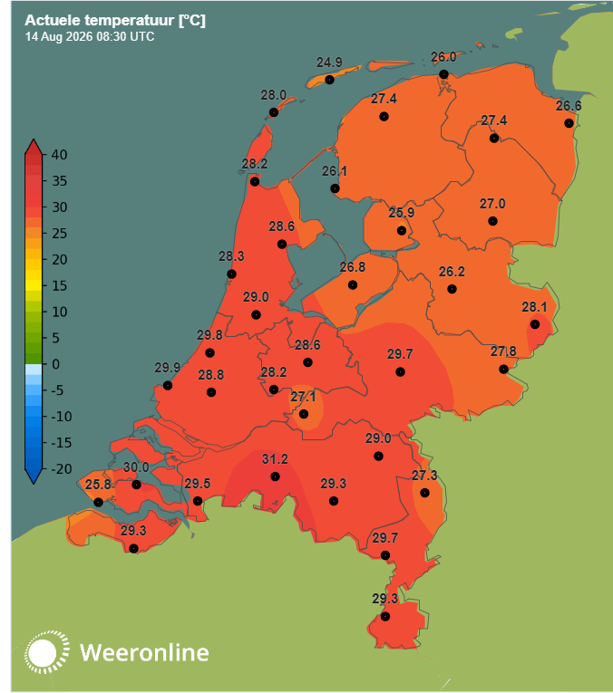 Temperatuurkaart 10:30 14-08-2026