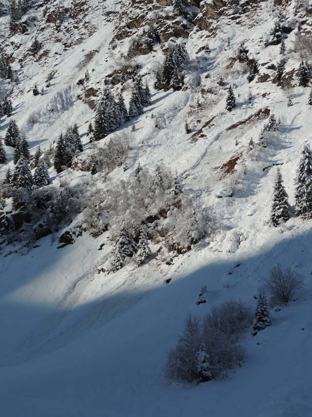 Een voorbeeld van een lawine ontstaan door oplopende temperaturen in de late herfst. Foto: gemaakt in november 2019 in het Stubaital door Maarten Minkman