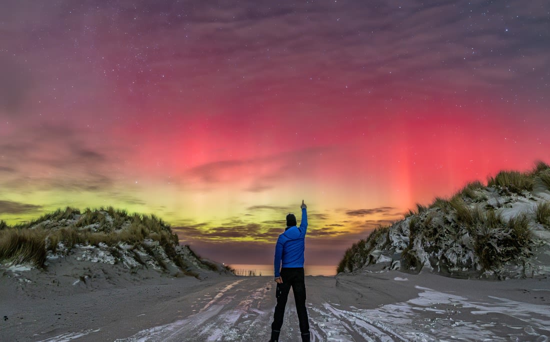 Schitterend plaatje vanuit Ameland van het noorderlicht in de nacht van 11 januari. Foto: Marcel R Fotografie