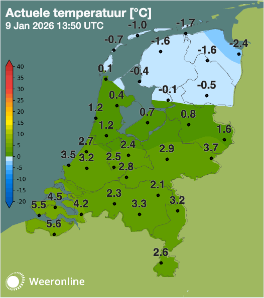 Temperatuur om 14:50 uur.