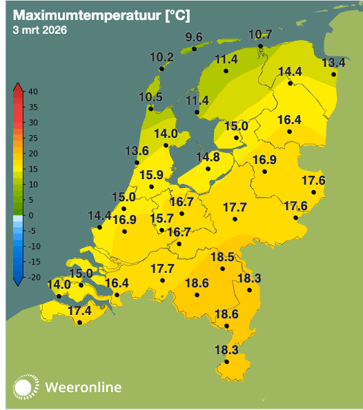 De maxima van 3 maart 2026