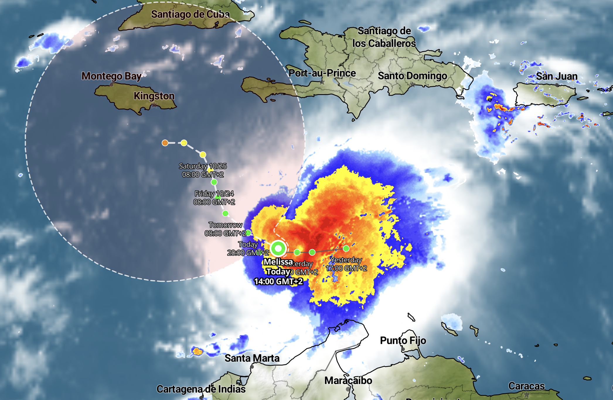 Tropische Storm Melissa, 22 oktober 2025. I'm Weather.