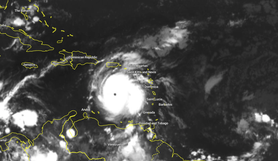 Categorie 5 orkaan Beryl op satellietbeeld. Beeld: imweather.com.
