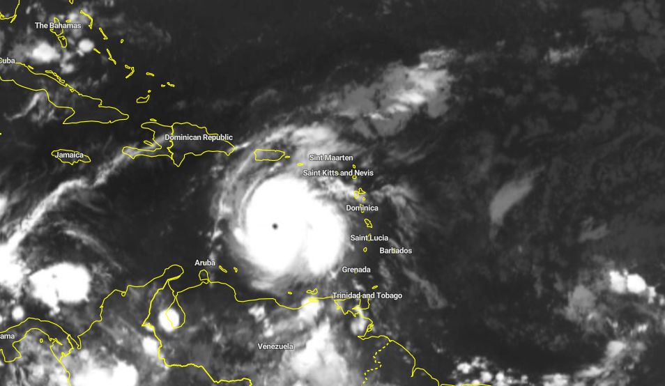 Categorie 5 orkaan Beryl op satellietbeeld. Beeld: imweather.com.