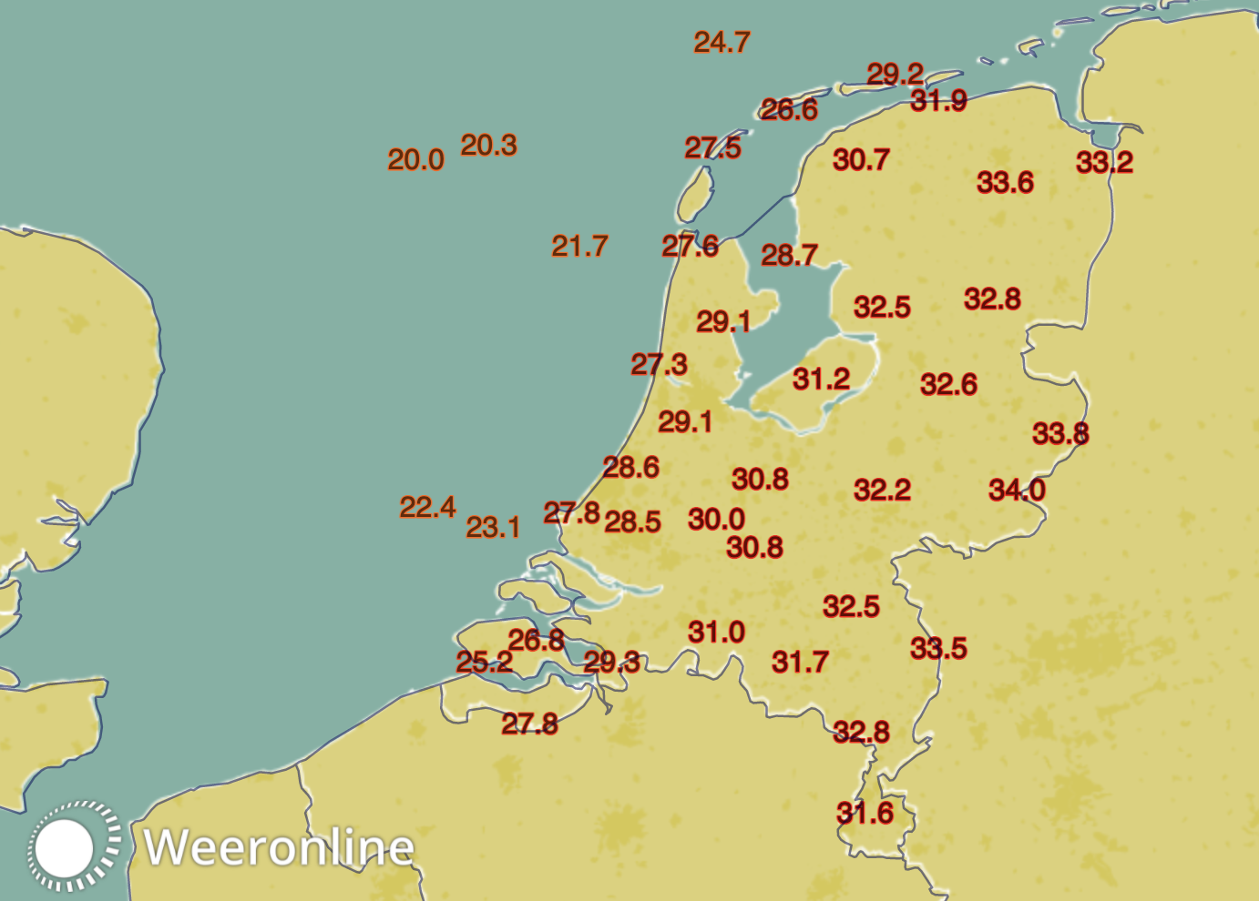 Maximumtemperatuur 17 juni 2021