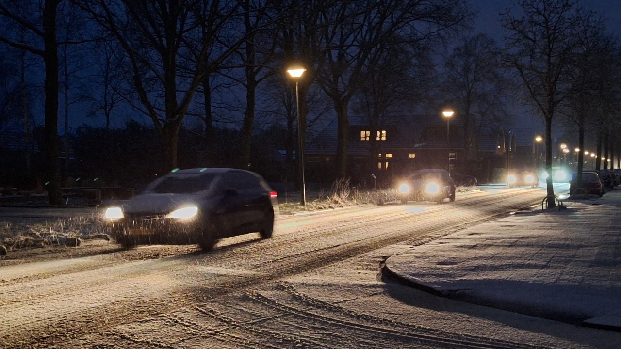 Sneeuw in Wolvega, Friesland op 8 februari 2024. Foto: Martin Veye.