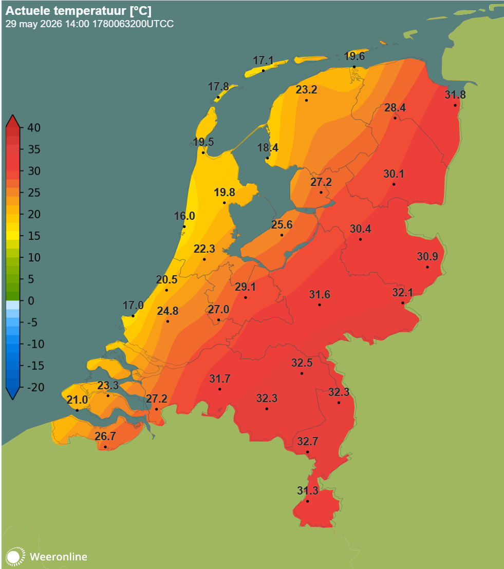 Grote temperatuurverschillen tussen het westen en oosten van het land.