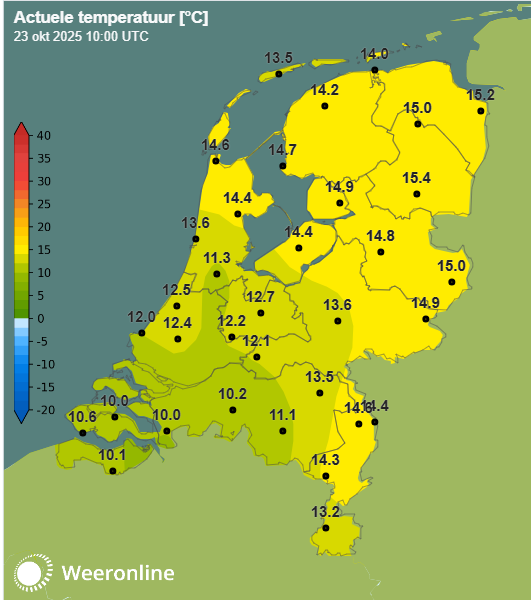 Temperatuur om 10 UTC (12:00 uur)