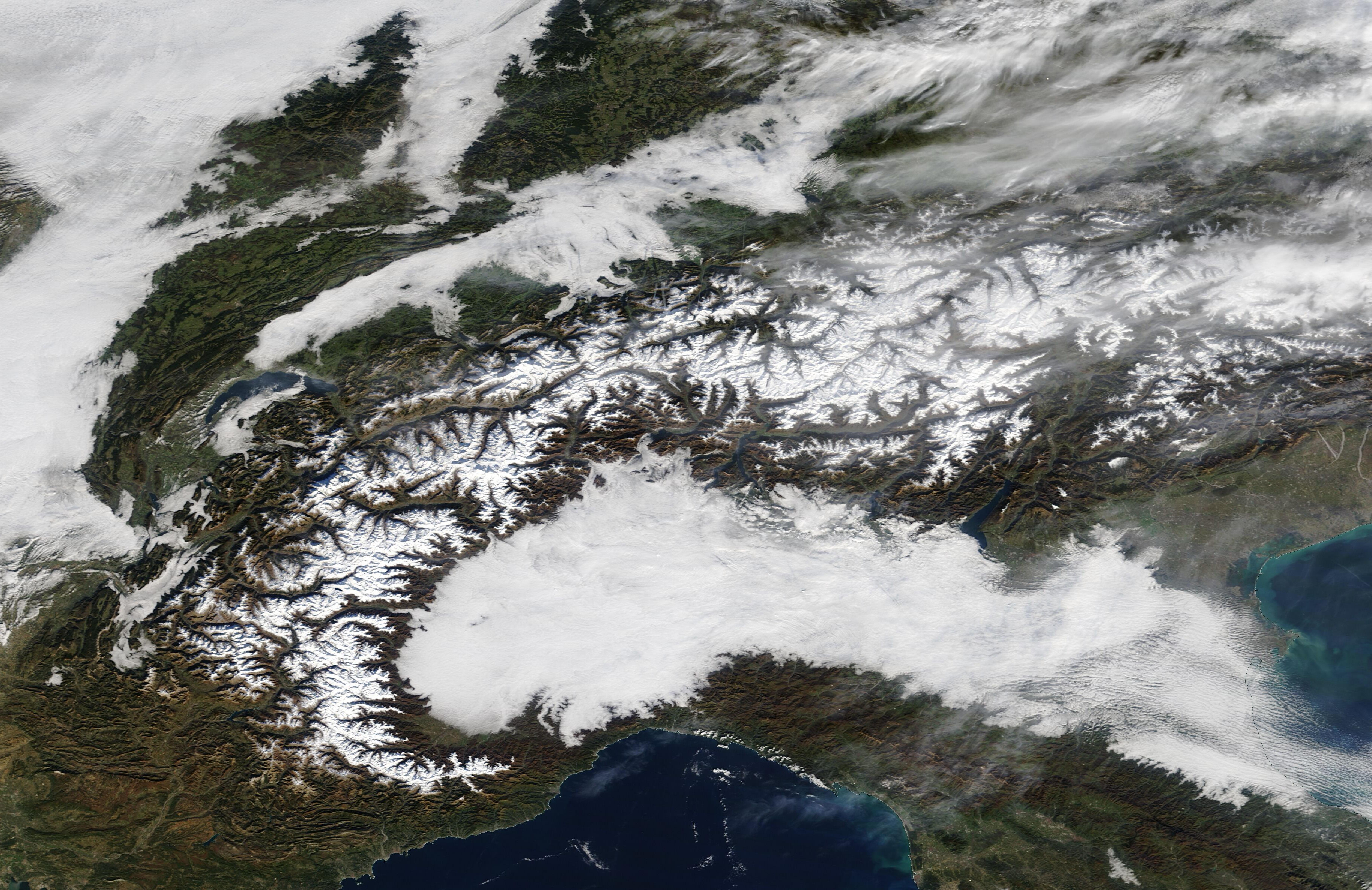 Satellietfoto Alpen (NASA)