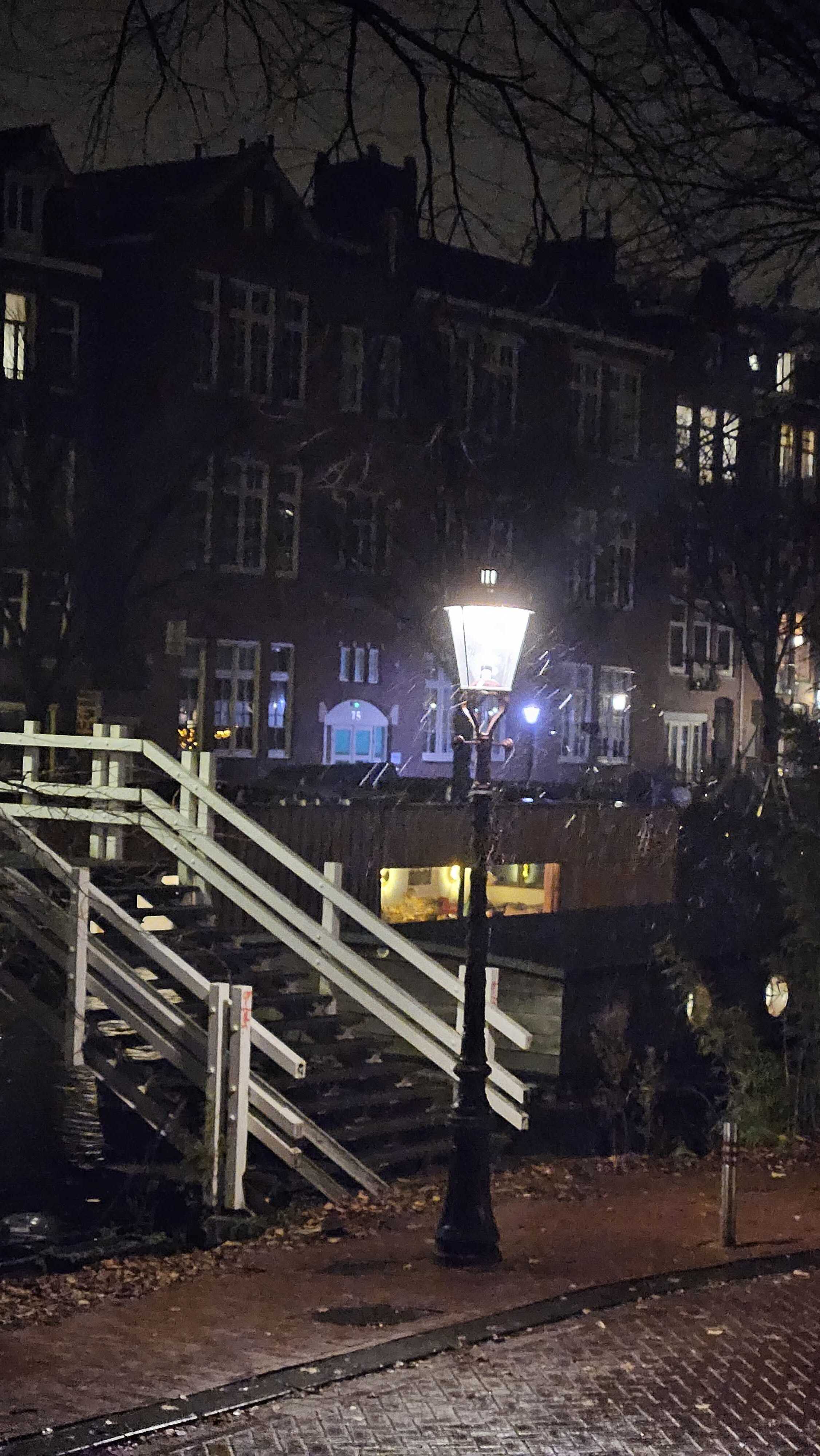 De eerste vlokken vallen nu ook in Amsterdam. Foto: Matthijs van der Linden
