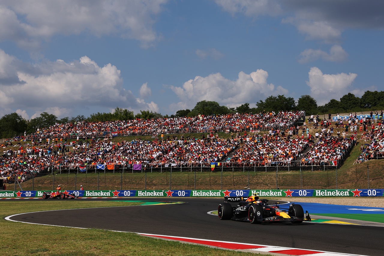 Sergio Perez vorig jaar op de Hungaroring. Foto: Redbullcontentpool.com / Dean Mouhtaropoulos / Getty Images