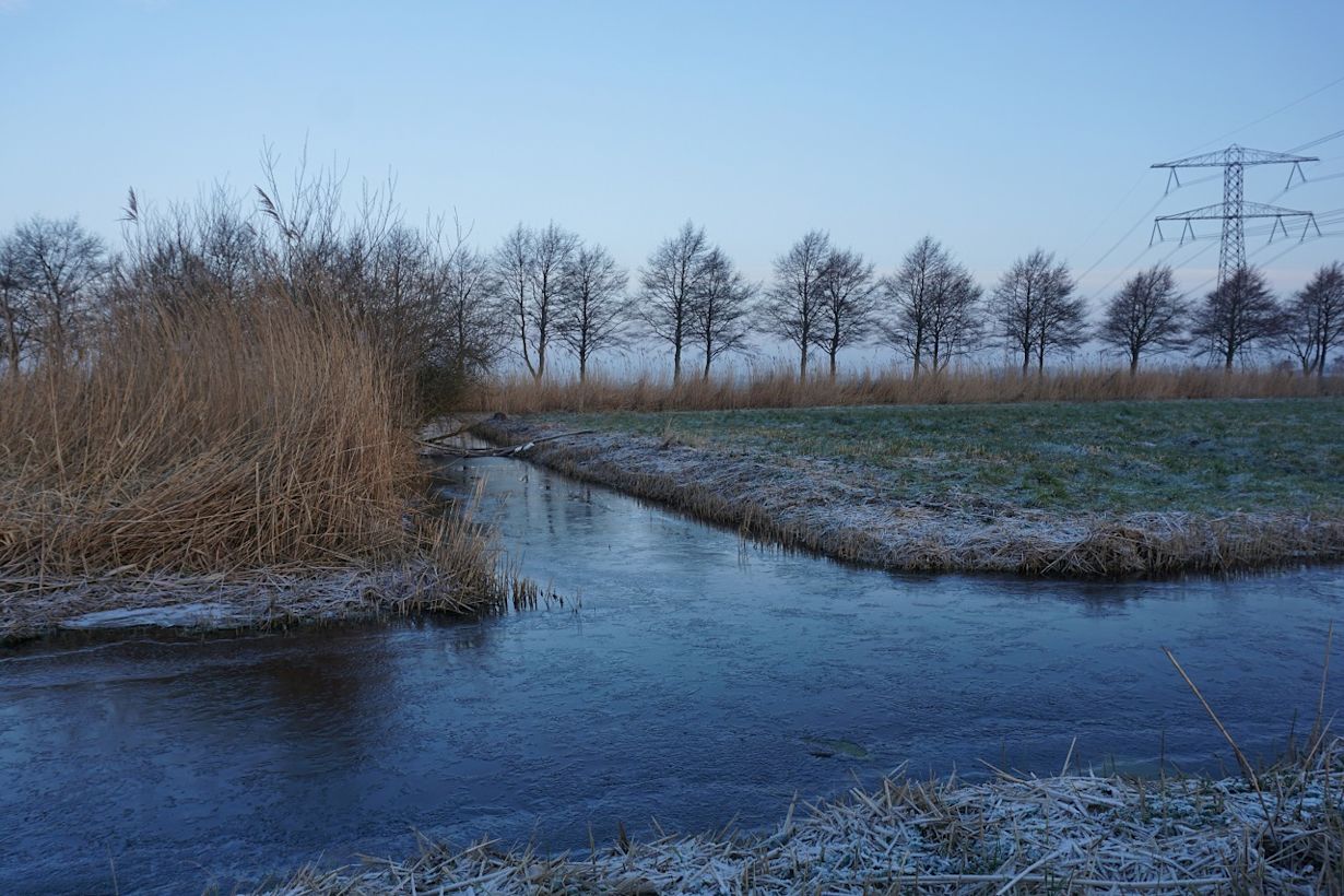 matige vorst, slootjes bevroren