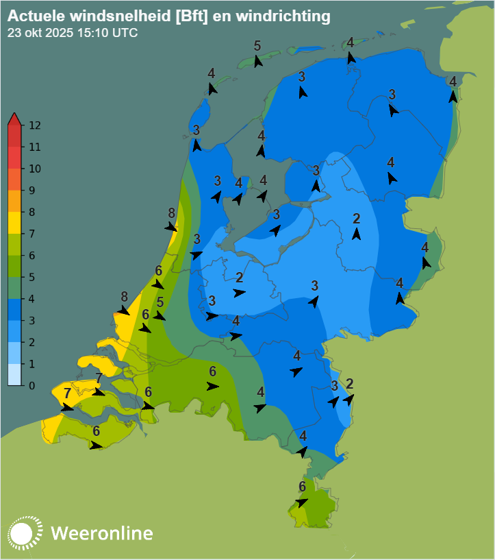 Windkracht om 15:10 UTC (17:10 uur)