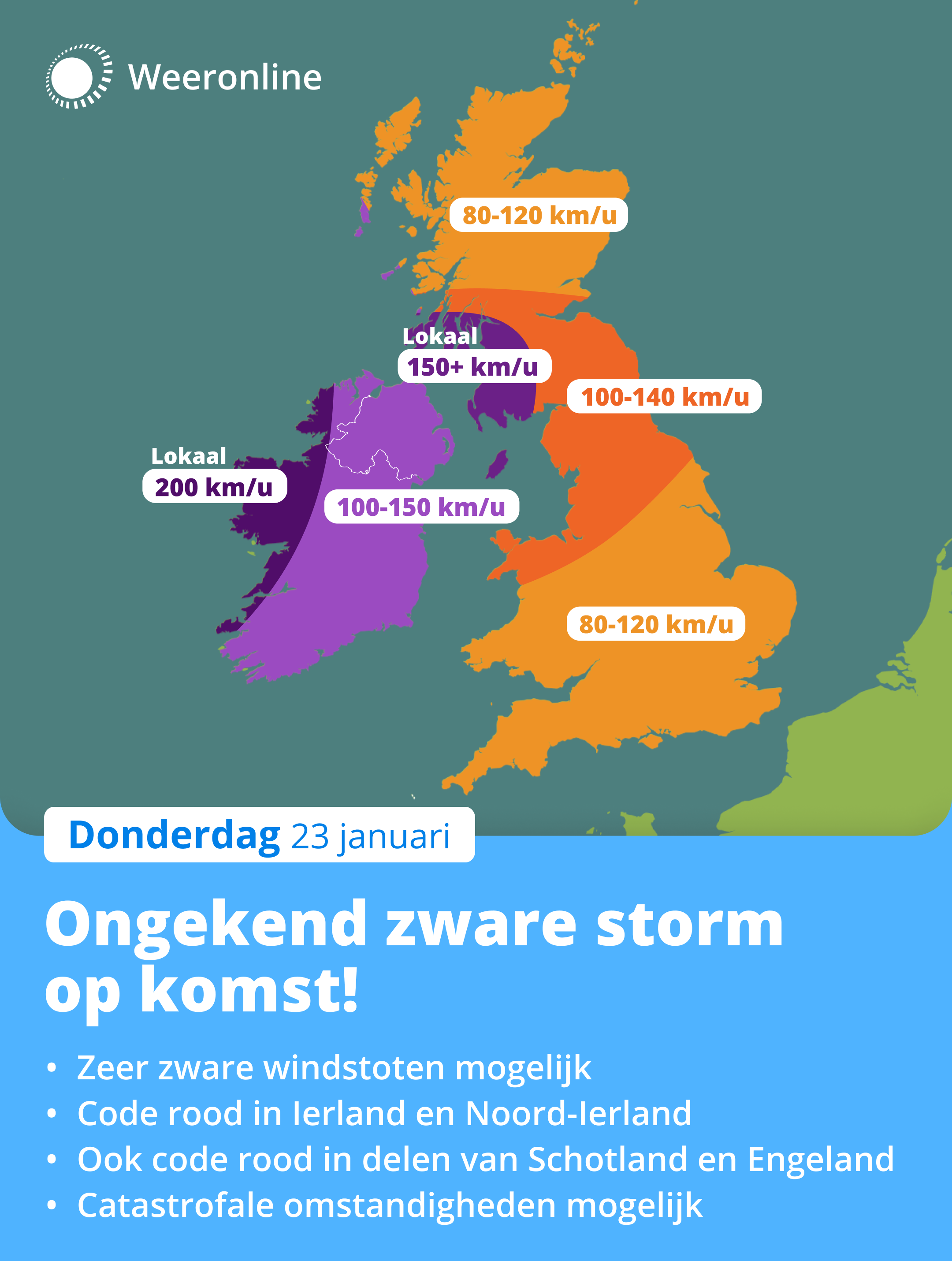 Zeer zware storm op komst op 24 januari 2025