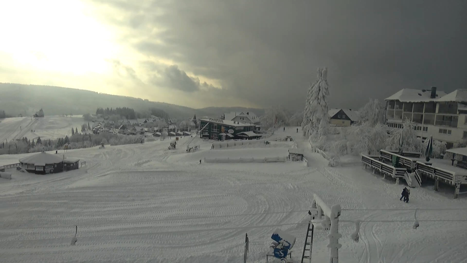 Sneeuw in Winterberg op maandagochtend. Beeld: Feratel