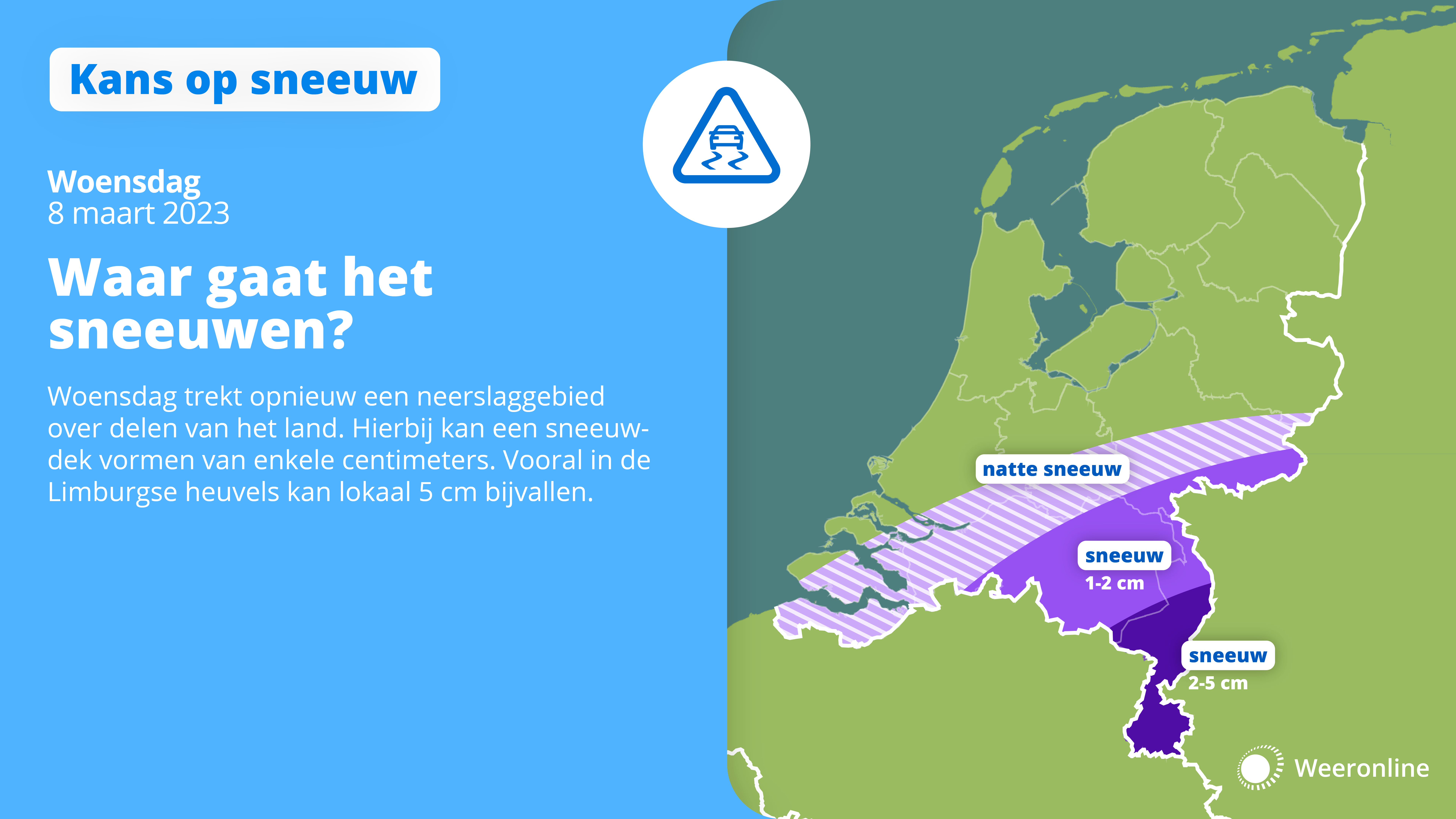 Sneeuwkansen woensdag 8 maart 2023. 