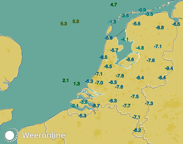 De minima van de nacht van 12 op 13 december.