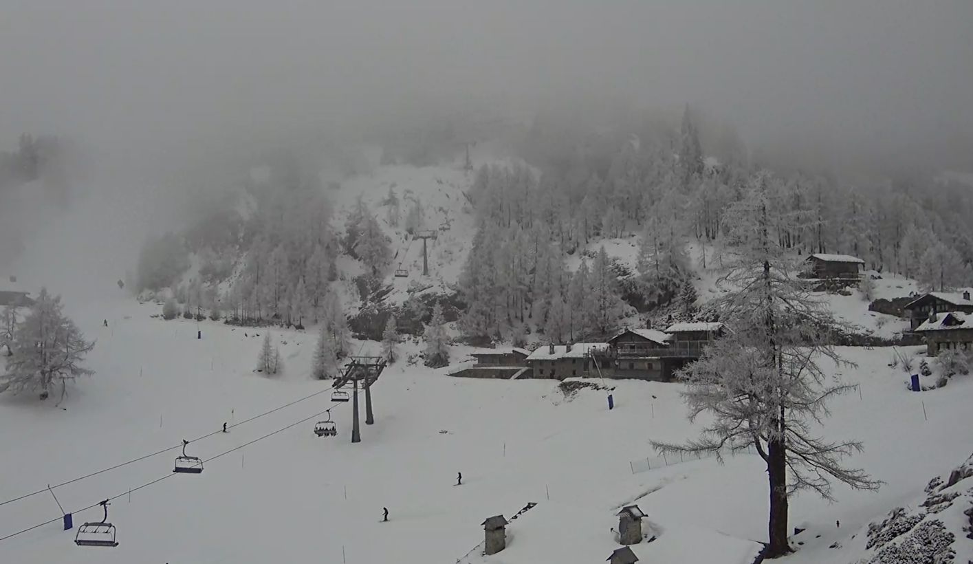 Sneeuwval in het Italiaanse Courmayeur op maandag. Bron: Feratel